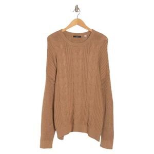 T Tahari Crewneck Cable Knit Pullover Sweater Whole Grain Size XS NWOT $68 MSRP